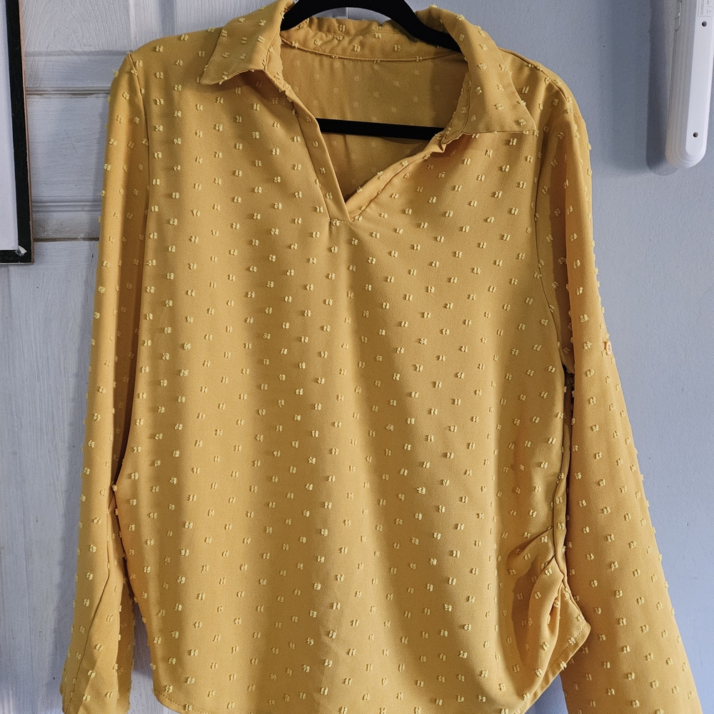 SHEIN Yellow Textured Blouse